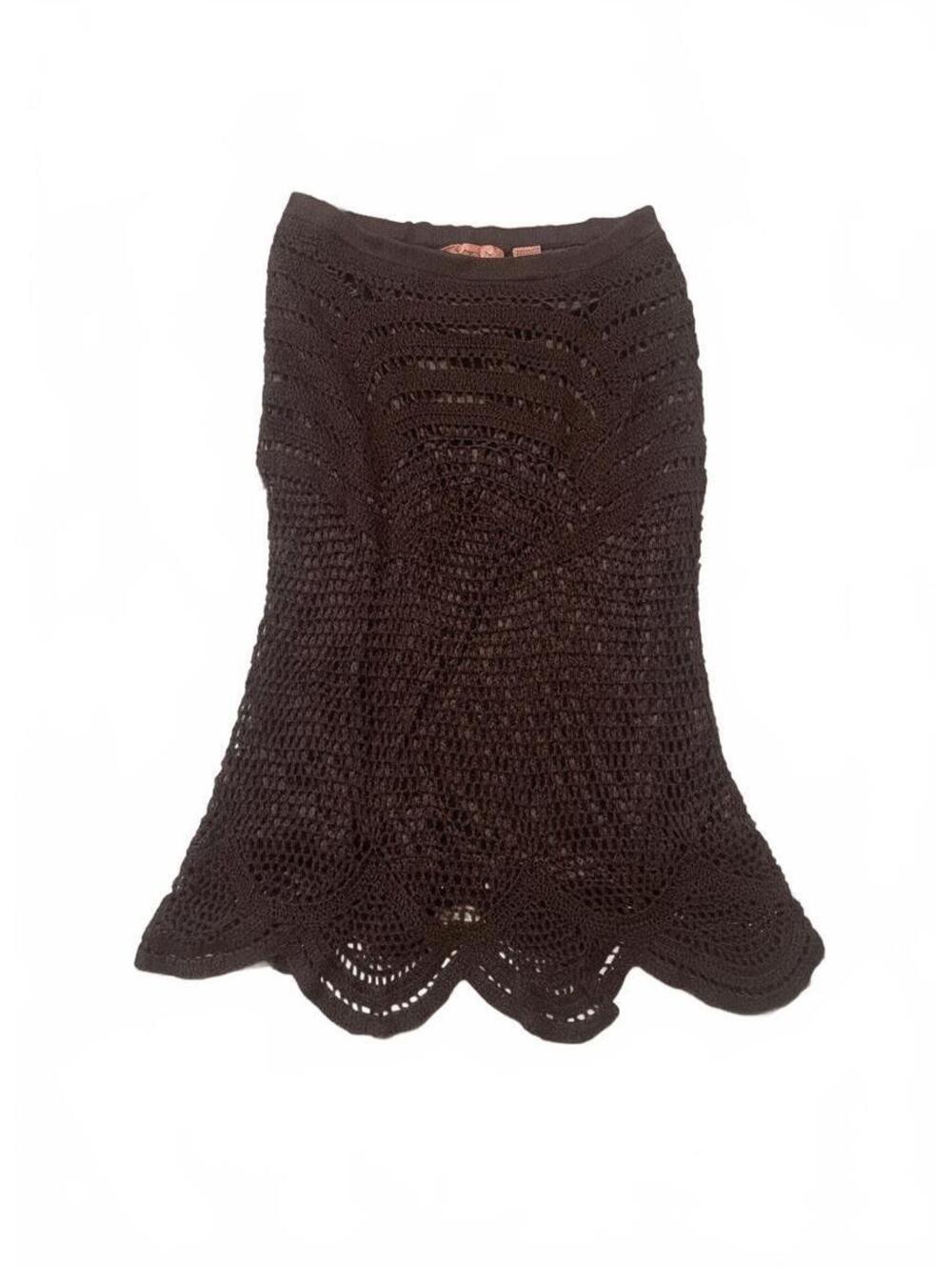 Bandolino vintage y2k boho crochet knit witchy whimsigoth festival brown skirt m